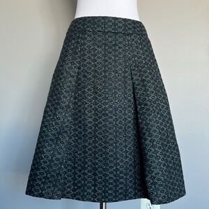 Karen Millen Teal Black Black Woven Career Casual A-line Pleated Midi Skirt 6 M